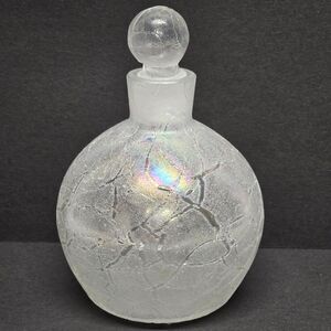 Vintage Silvestri mouth blown opalescent Iridescent crackle glass perfume Bottle